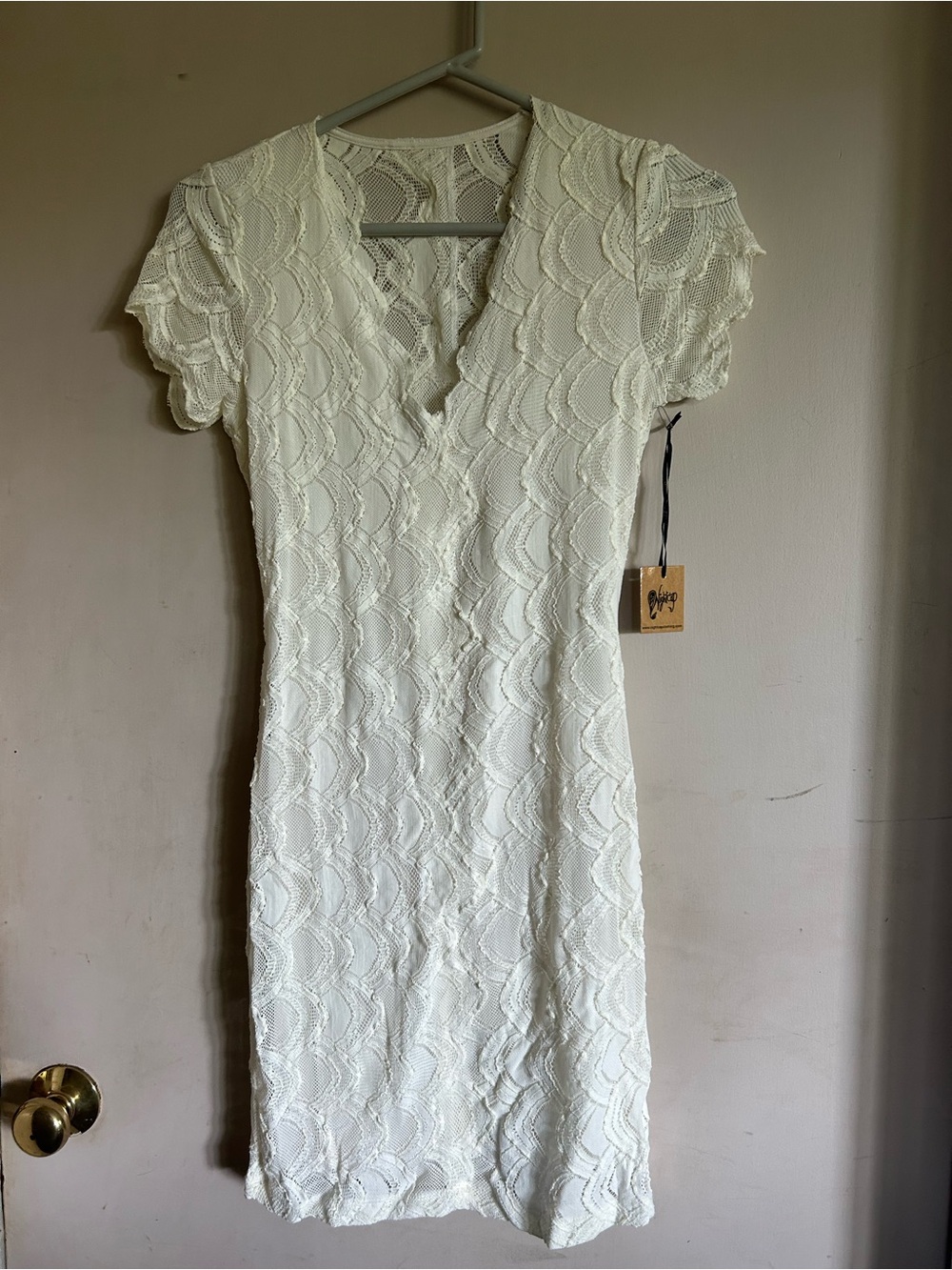 “Nightcap” Elegant White Lace V-Neck Dress